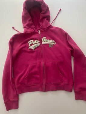 Ralph Lauren Polo Jeans Girls' Hot Pink Zip-Up Hoodie